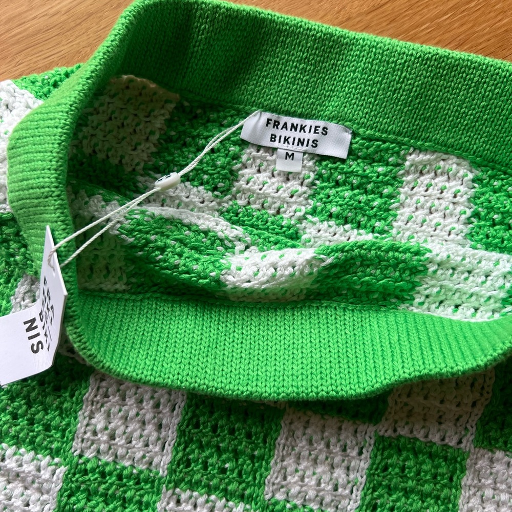 Frankies bikini crochet skirt neon green size medium